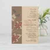 秋の鳥と葉結婚式招待状 招待状 (スタンド正面)