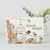 秋の鳥と離れ結婚式招待状 招待状 (スタンド正面)