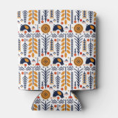 秋の鳥のフォークアートパターン 缶クーラー (裏面)