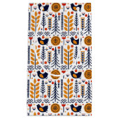 秋の鳥の民芸パターン スモールペーパーバッグ (正面)