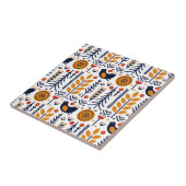 秋の鳥の民芸パターン タイル (側面)