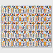 秋の鳥の民芸パターン ラッピングペーパー (フラット)