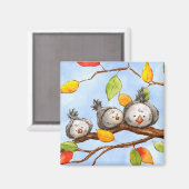 秋の鳥トリオマグネット マグネット (正面/裏面)