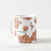 秋の鳥花と離れ花水色 コーヒーマグカップ (正面左)