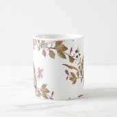 秋の鳥花と離れ花水色 コーヒーマグカップ (中央)