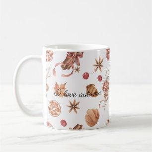 秋の鳥花と離れ花水色 コーヒーマグカップ