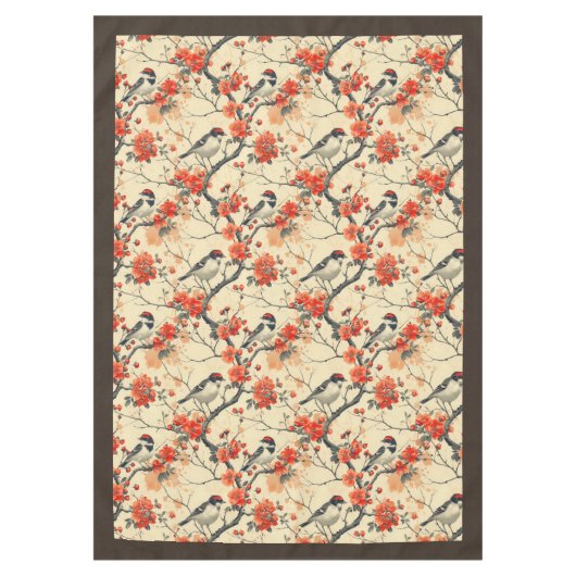 秋の鳥花テーブルクロス季節のスタイル テーブルクロス (正面)