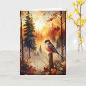 秋の鳥 カード (黄色い花)