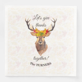 秋の鹿が一緒に与え感謝祭感謝していを行う