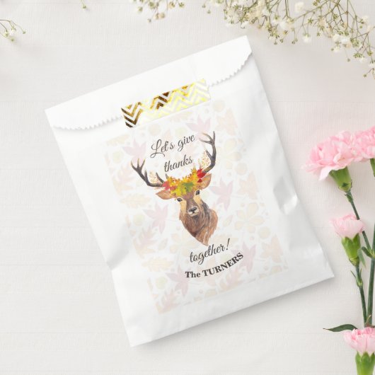 秋の鹿が一緒に与え感謝祭感謝していを行う フェイバーバッグ (封をした状態)