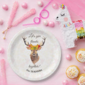 秋の鹿が一緒に与え感謝祭感謝していを行う ペーパープレート (パーティー)