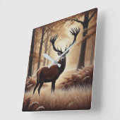 秋の鹿の壁時計 スクエア壁時計 (傾斜)