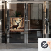 秋の鹿の窓にしがみつく ウィンドウサイン (オフィスドア)