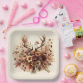 秋の鹿アントラーブーケ ペーパープレート (パーティー)