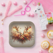 秋の鹿アントラーブーケ ペーパープレート (パーティー)