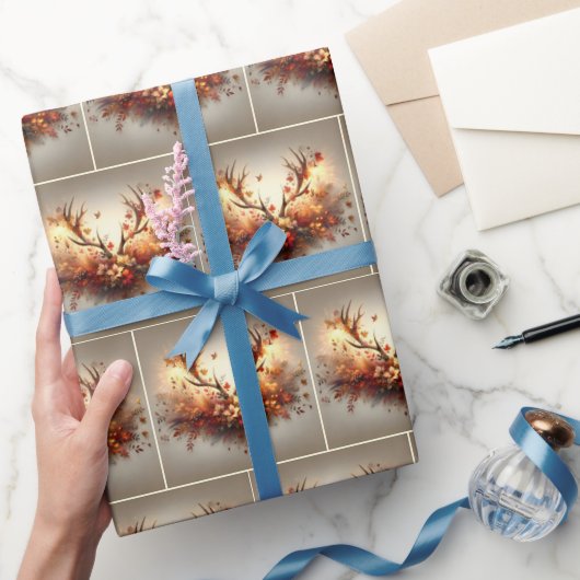 秋の鹿アントラーブーケ ラッピングペーパー (ギフト)