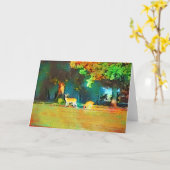 秋の鹿アートノートカード カード (黄色い花)