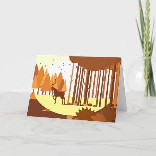 秋の鹿ランドスケープホリデーカード シーズンカード (正面)