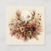秋の鹿〔雄ジカの〕枝角フローラブーケ スクエア名刺 (正面)