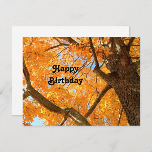 秋の黄色いイロハカエデの木の写真の誕生日 ポストカード (正面/裏面)
