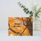 秋の黄色いイロハカエデの木の写真 誕生日 ポストカード (スタンド正面)
