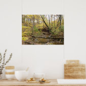 秋の黄色い木々の流れ ポスター (キッチン)