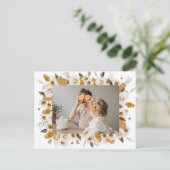 秋の黄色い花の写真フレーム | 感謝祭 ポストカード (スタンド正面)