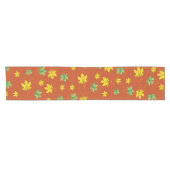 秋の黄色と緑の葉 ショートテーブルランナー (横)