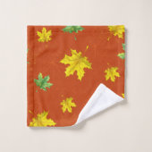 秋の黄色と緑の葉 バスタオルセット (ウォッシュタオル)