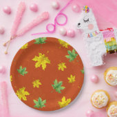 秋の黄色と緑の葉 ペーパープレート (パーティー)