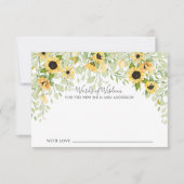 秋の黄色のひまわり花嫁の知恵の言葉 招待状 (正面)