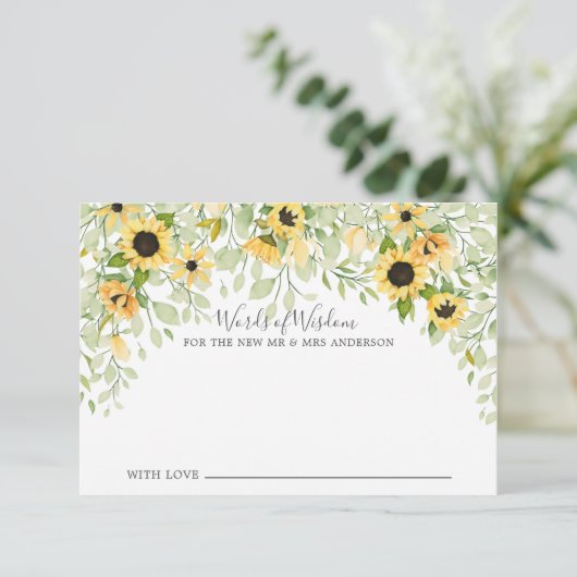 秋の黄色のひまわり花嫁の知恵の言葉 招待状 (スタンド正面)