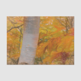 秋の黄色のスケッチアート 森の葉 白樺の木 薄葉紙