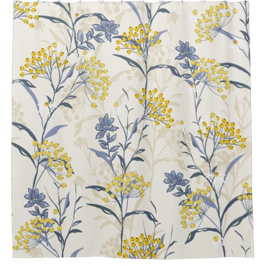 秋の黄色の果実葉のカラフル、シームレス。 シャワーカーテン (正面)