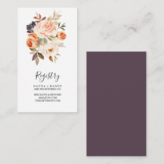 秋の黄色の赤面エレガントフローラギフトレジストリ エンクロージャーカード (正面/裏面)