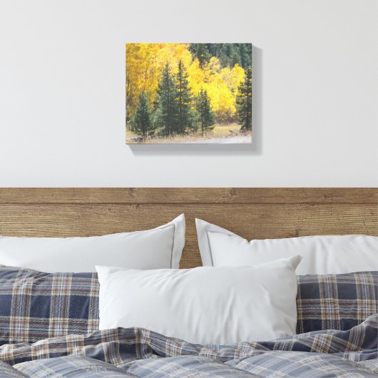 秋の黄色の《植物》アスペンツリーズマウンテンランドスケープ写真 キャンバスプリント (インサイチュ (寝室))