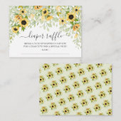 秋の黄色ひまわり赤ちゃんシャワーおむつラッフル エンクロージャーカード (正面/裏面)