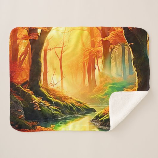 秋の黄金の囁き シェルパブランケット (正面(横))