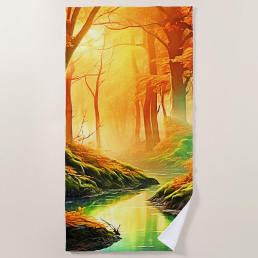 秋の黄金の囁き ビーチタオル (正面)