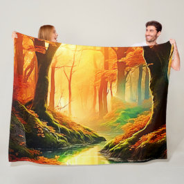 秋の黄金の囁き フリースブランケット