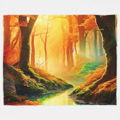 秋の黄金の囁き フリースブランケット (正面(横))