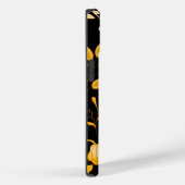 秋の黄金色の花の模様。黒BG Case-Mate iPhoneケース (裏面 / 右)