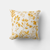 秋の黄金色の花柄 クッション (正面)