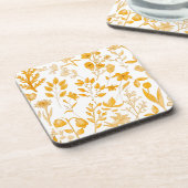 秋の黄金色の花柄 コースター (左側)