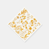 秋の黄金色の花柄 スタンダードカクテルナプキン (角)