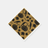 秋の黄金色 オレンジ色 黄色 黒いカラス 秋のカボチャ スタンダードカクテルナプキン (角)