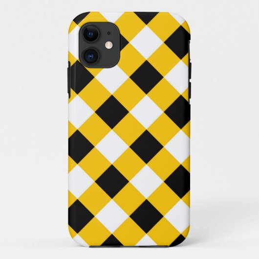 秋の黒い黄色市松模様にの幾何パターン Case-Mate iPhoneケース (裏面)