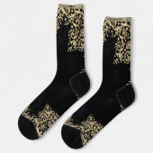 秋の黒と金の透かし模様 ソックス (左)