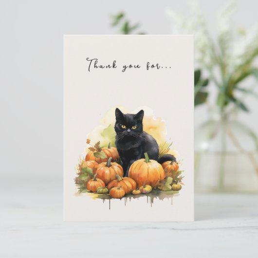 秋の黒猫とカボチャ サンキューカード (スタンド正面)