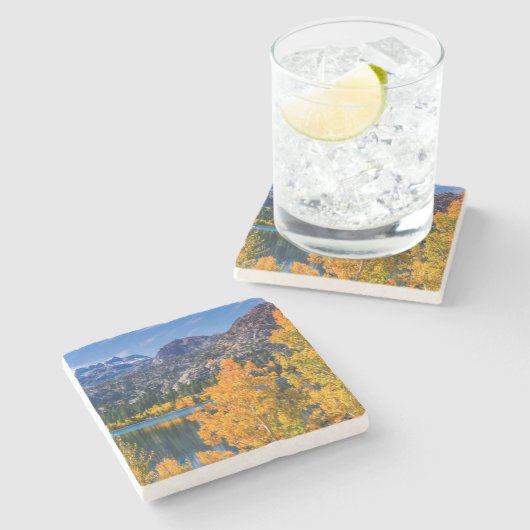 秋の6のまわりに月の湖（カリフォルニア） ストーンコースター (横)